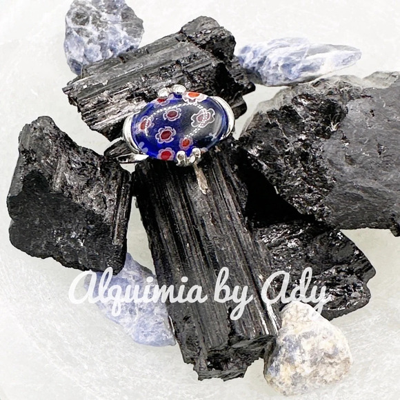 Blue tutti fiori crystal rose gold Victorian ring - Picture 1 of 3